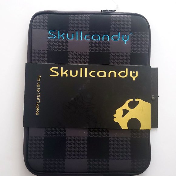 SkullCandy Laptop Sleeve Case SKULLCANDY Checked Houndstooth Design Embroidered - Picture 1 of 8